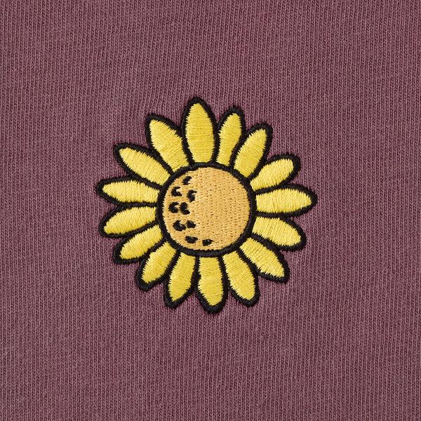 Life Is Good Women's Embroidered Sunflower Short Sleeve Crusher Tee