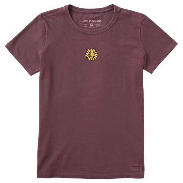 life is good Women's Embroidered Sunflower Short Sleeve Crusher Tee