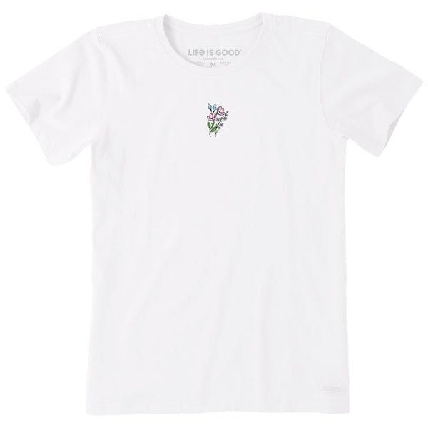 life is good Women's Embroidered Wildflower Bouquet Short Sleeve Crusher Tee