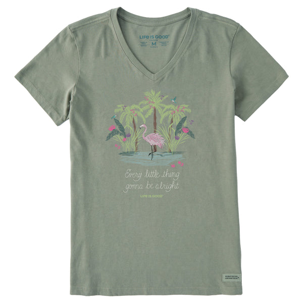 Life Is Good Women's Every Little Thing Flamingo Short Sleeve Vee