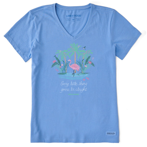life is good Women's Every Little Thing Flamingo Short Sleeve Vee