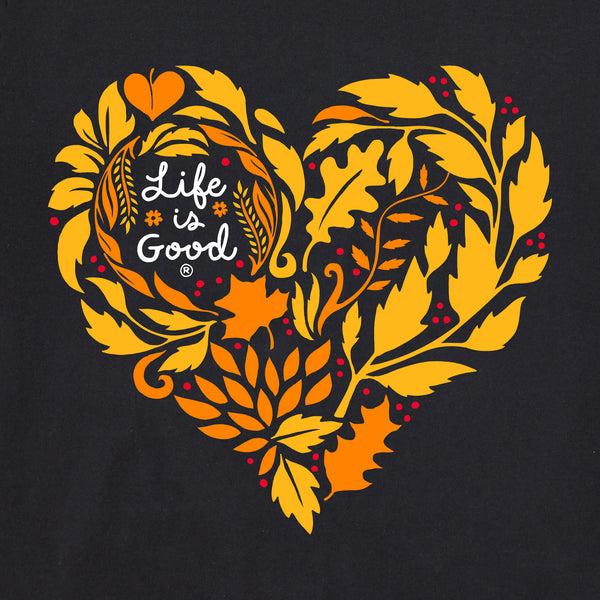 Life Is Good Women's Fall Leafy Heart Long Sleeve Crusher Vee