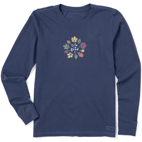 life is good Women's Fall Leaves Long Sleeve Crusher Tee