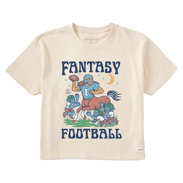 Life Is Good Women's Fantasy Football Centaur V. Goblins Short Sleeve Crusher Boxy Tee