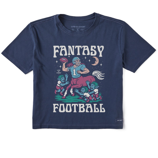 life is good Women's Fantasy Football Centaur v. Goblins Short Sleeve Crusher Boxy Tee
