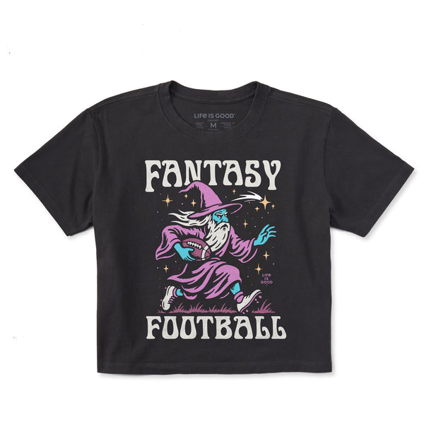 life is good Women's Fantasy Football Rushing Wizard Short Sleeve Crusher Boxy Tee
