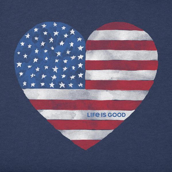 Life Is Good Women's Flag Heart Short Sleeve Crusher Vee