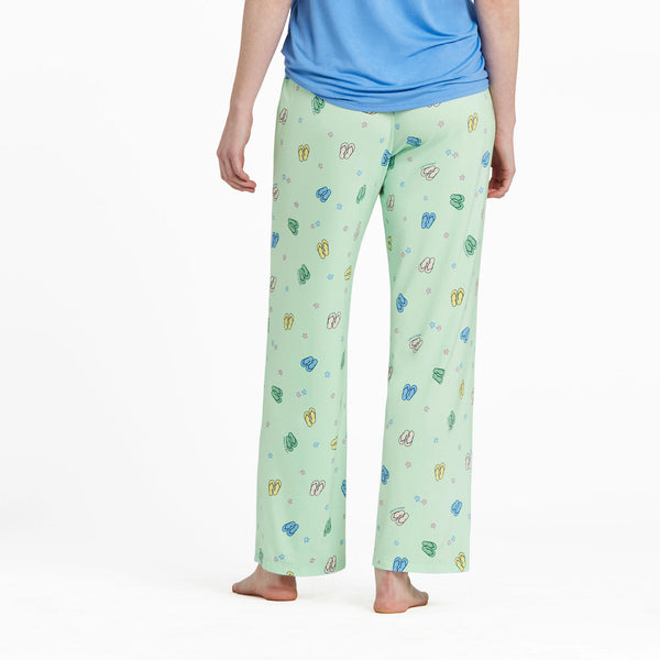Life Is Good Women's Flip Flop Daisy Pattern Lightweight Sleep Pant