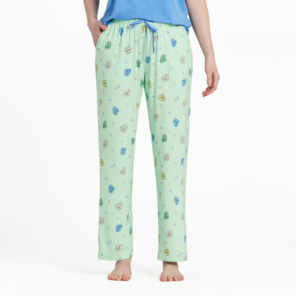 life is good Women's Flip Flop Daisy Pattern Lightweight Sleep Pant
