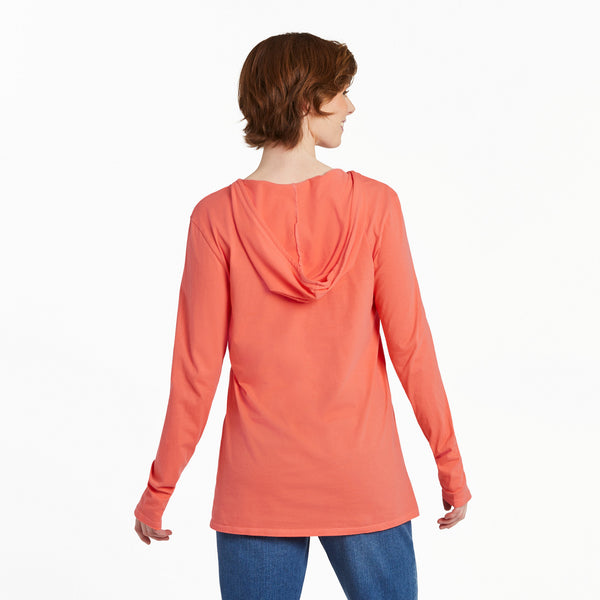 Life Is Good Women's Floral Bee Mandala Long Sleeve Crusher-LITE Hooded Tee