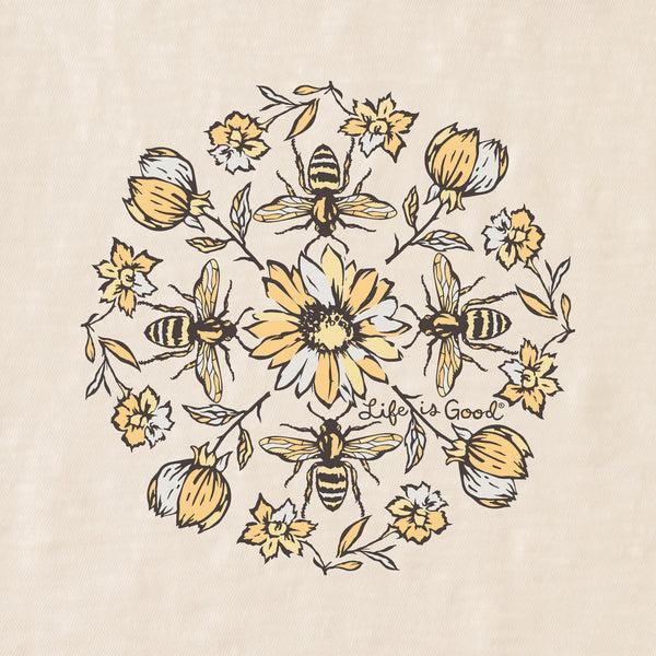 Life Is Good Women's Floral Bee Mandala Slub Easy Fit Tee