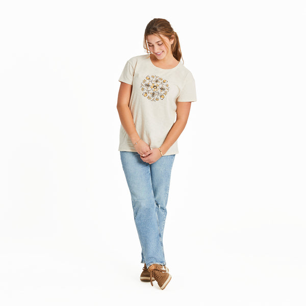 Life Is Good Women's Floral Bee Mandala Slub Easy Fit Tee