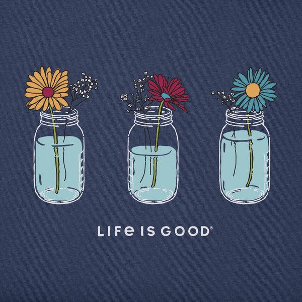 Life Is Good Women's Floral Jars Short Sleeve Crusher Vee