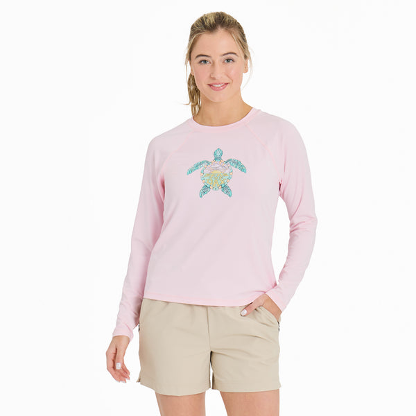 life is good Women's Floral Turtle Long Sleeve Rashguard