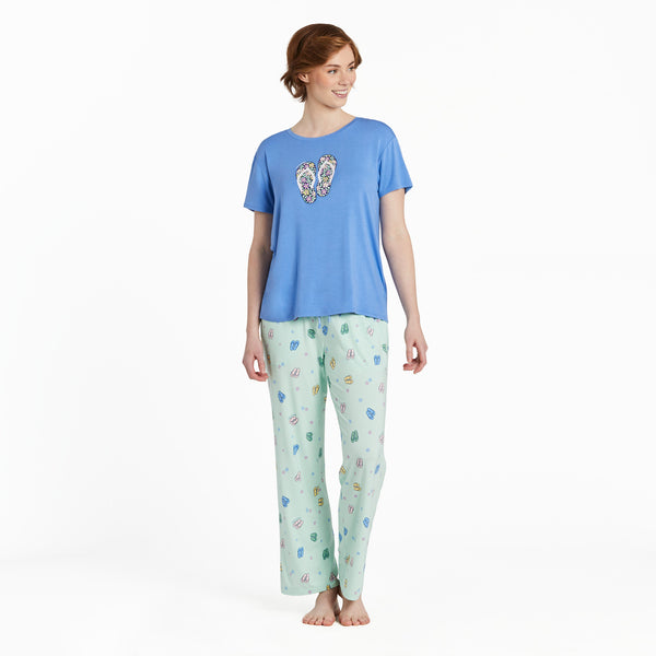 Life Is Good Women's Flower Flips Lightweight Sleep Tee