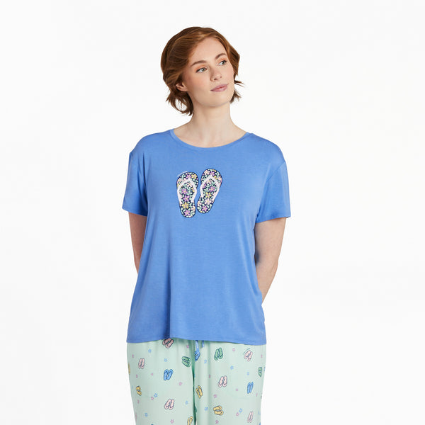life is good Women's Flower Flips Lightweight Sleep Tee