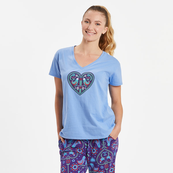 life is good Women's Folklore Heart Snuggle Up Relaxed Sleep Vee