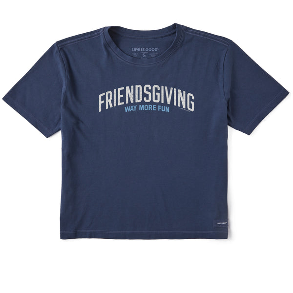Life Is Good Women's Friendsgiving Is Way More Fun Short Sleeve Crusher Boxy Tee