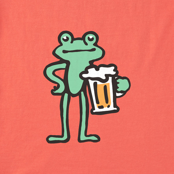 Life Is Good Women's Frog With Beer Short Sleeve Crusher Boxy Tee