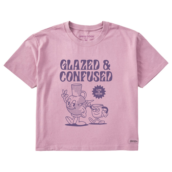 Life Is Good Women's Glazed U0026 Confused Short Sleeve Crusher Boxy Tee