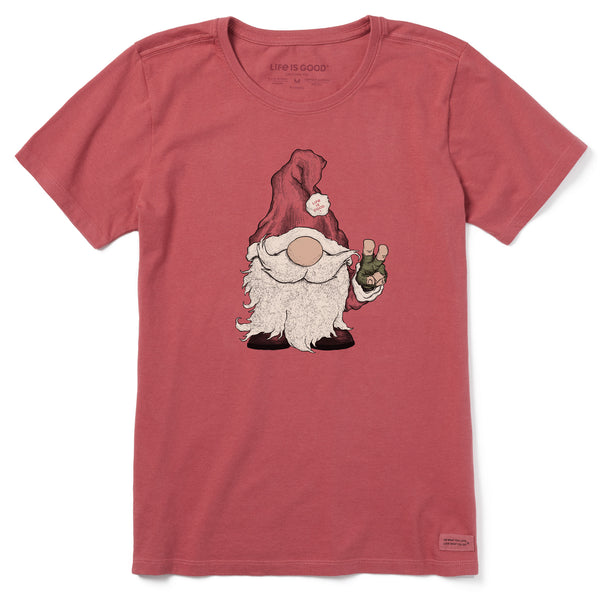 life is good Women's Gnome Santa Short Sleeve Crusher Tee
