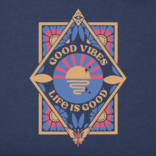 Life Is Good Women's Good Vibes Floral Diamond Simply True Fleece Zip Hoodie