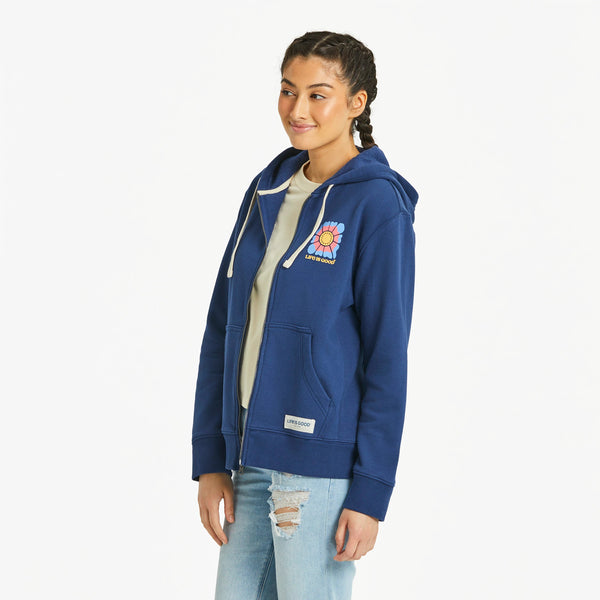life is good Women's Good Vibes Floral Diamond Simply True Fleece Zip Hoodie
