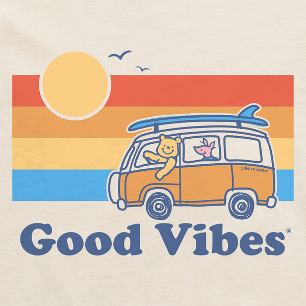 Life Is Good Women's Good Vibes Winnie U0026 P Van Simply True Fleece Crew