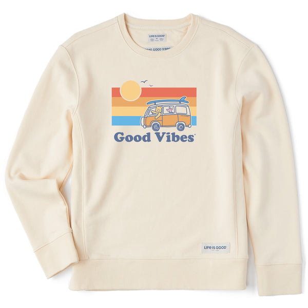 life is good Women's Good Vibes Winnie u0026 P Van Simply True Fleece Crew