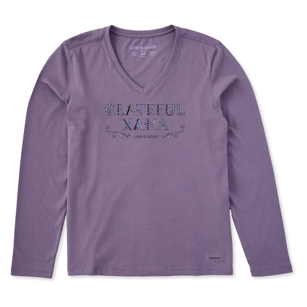 life is good Women's Grateful Nana Doodle Long Sleeve Crusher Vee