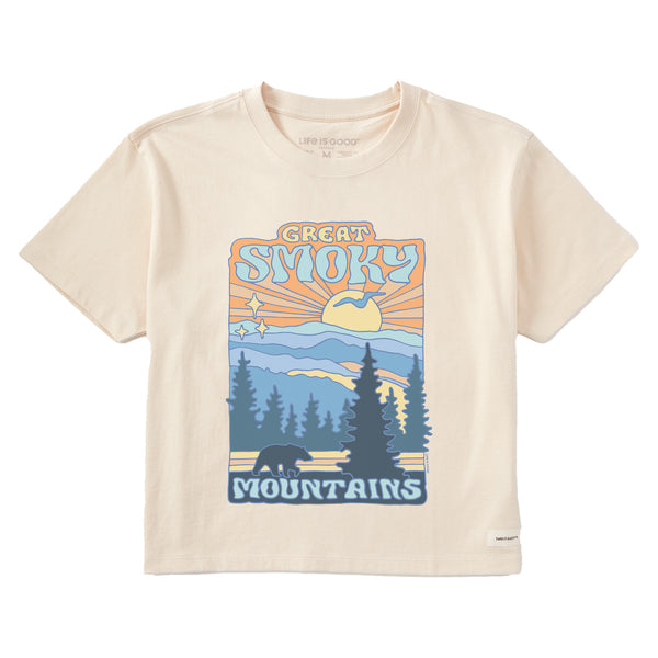 life is good Women's Great Smoky Mountains Poster Short Sleeve Crusher Boxy Tee