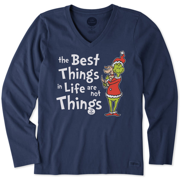 Life Is Good Women's Grinch And Max The Best Things Long Sleeve Crusher Vee