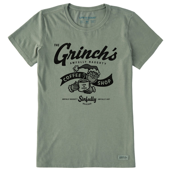 Life Is Good Women's Grinch Coffee Shop Short Sleeve Crusher Tee