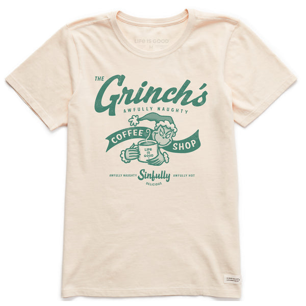 life is good Women's Grinch Coffee Shop Short Sleeve Crusher Tee