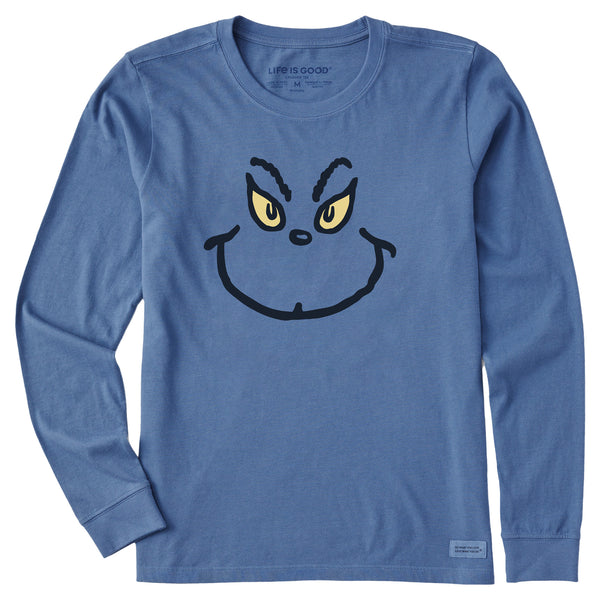 life is good Women's Grinch Grin Long Sleeve Crusher Tee