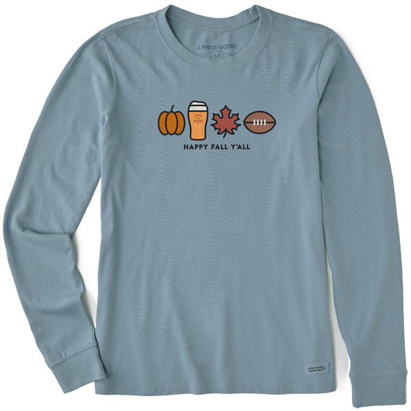 Life Is Good Women's Happy Fall Icons Long Sleeve Crusher Tee