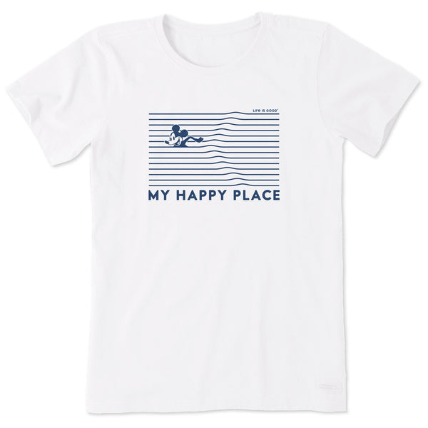 Life Is Good Women's Happy Place Willie Swimming Short Sleeve Tee