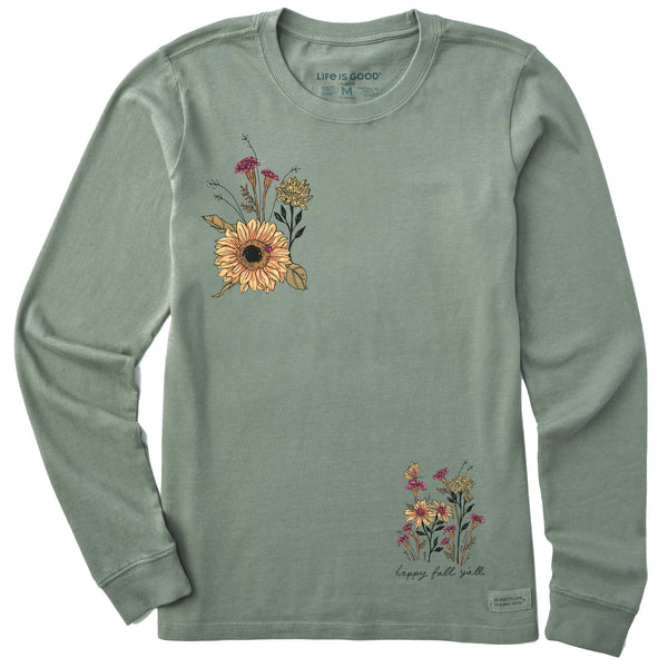 life is good Women's Happy Sunflowers Long Sleeve Crusher Tee