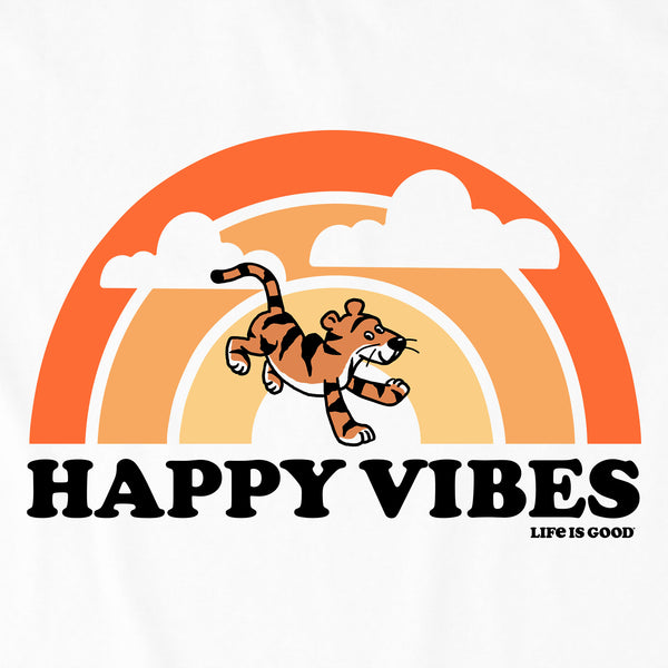 Life Is Good Women's Happy Vibes Tiger Stripe Rainbow Short Sleeve Tee