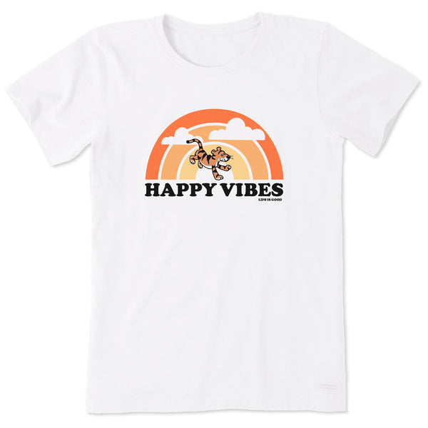 life is good Women's Happy Vibes Tiger Stripe Rainbow Short Sleeve Tee