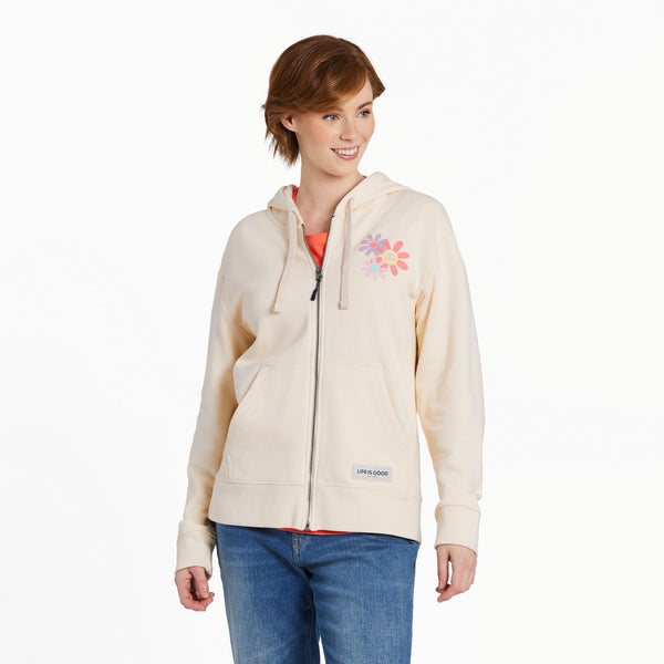 Life Is Good Women's Have A Nice Daisy Squares Simply True Fleece Zip Hoodie