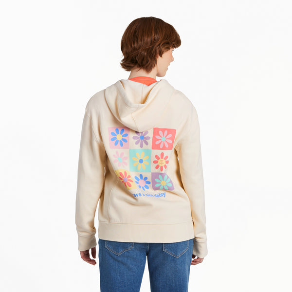 life is good Women's Have a Nice Daisy Squares Simply True Fleece Zip Hoodie