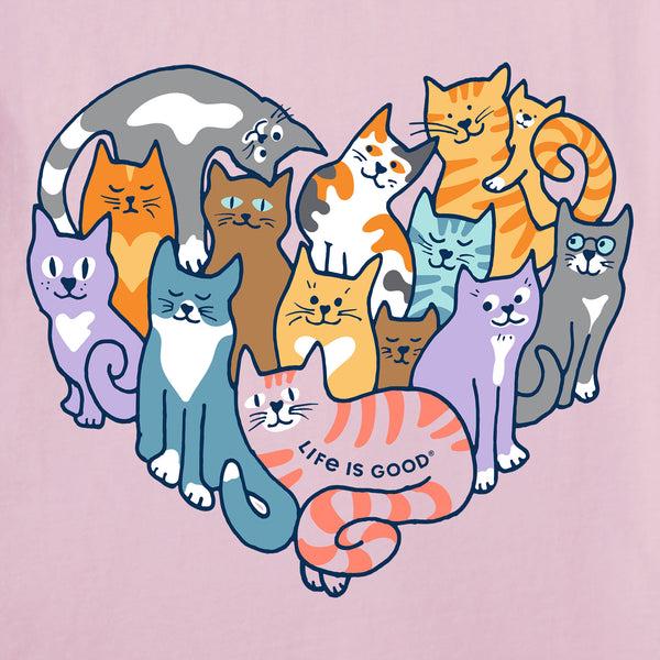 Life Is Good Women's Heart Of Cats Short Sleeve Vee