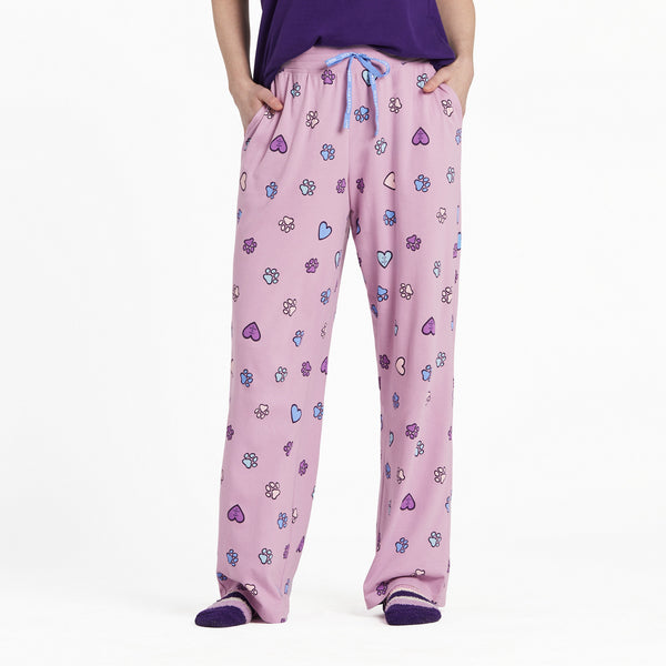 life is good Women's Hearts and Paws Pattern Snuggle Up Sleep Pant