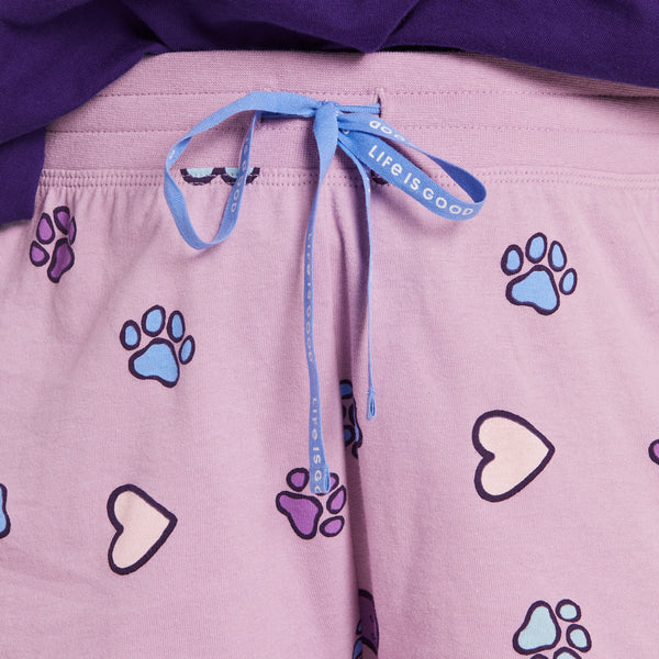 Life Is Good Women's Hearts And Paws Pattern Snuggle Up Sleep Short