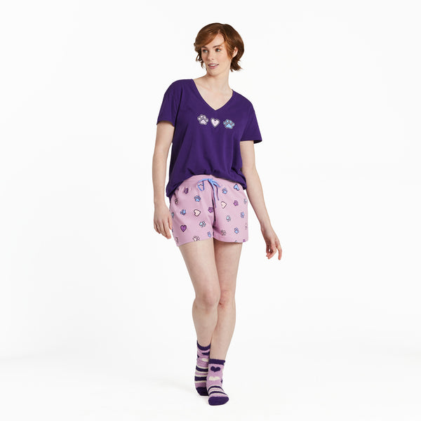 Life Is Good Women's Hearts And Paws Pattern Snuggle Up Sleep Short