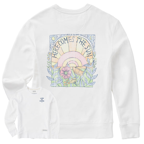 life is good Women's Here Comes The Sun Hippie Simply True Crew