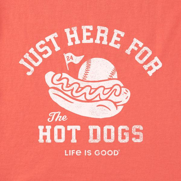 Life Is Good Women's Here For The Hot Dogs Baseball Short Sleeve Crusher Boxy Tee