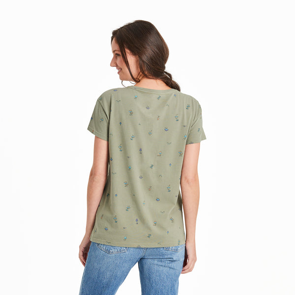 Life Is Good Women's Hippie Mushroom Pattern Crusher-LITE Easy Tee