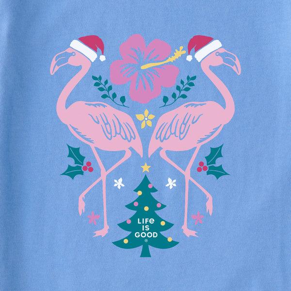 Life Is Good Women's Holiday Flamingo Mirror Lightweight Sleep Tee